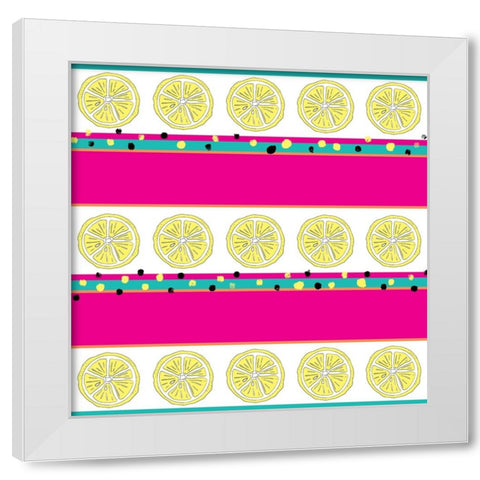 Summer time Lemon Pattern 3 White Modern Wood Framed Art Print by LightBoxJournal
