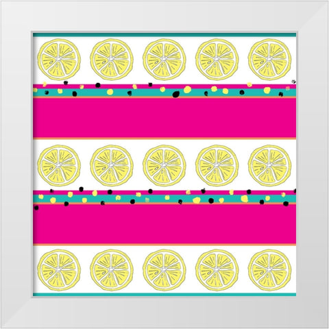 Summer time Lemon Pattern 3 White Modern Wood Framed Art Print by LightBoxJournal