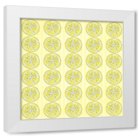 Summer time Lemon Pattern White Modern Wood Framed Art Print by LightBoxJournal