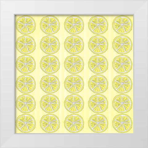 Summer time Lemon Pattern White Modern Wood Framed Art Print by LightBoxJournal