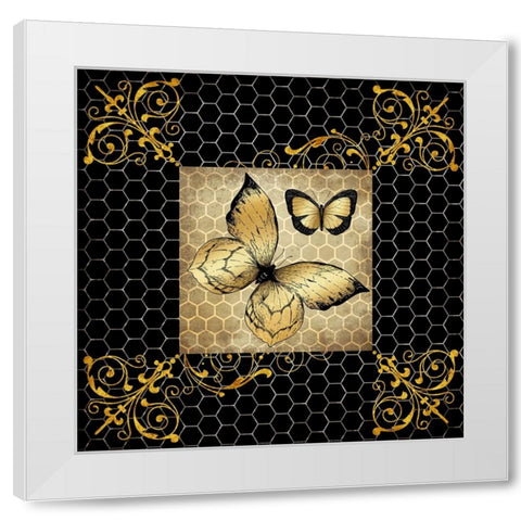 Golden Honey Bee 03 White Modern Wood Framed Art Print by LightBoxJournal