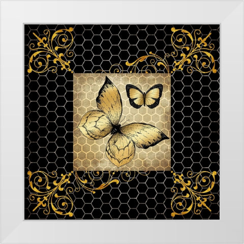 Golden Honey Bee 03 White Modern Wood Framed Art Print by LightBoxJournal