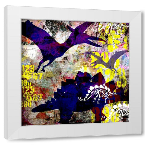 Painted Dino 01 Grunge White Modern Wood Framed Art Print by LightBoxJournal