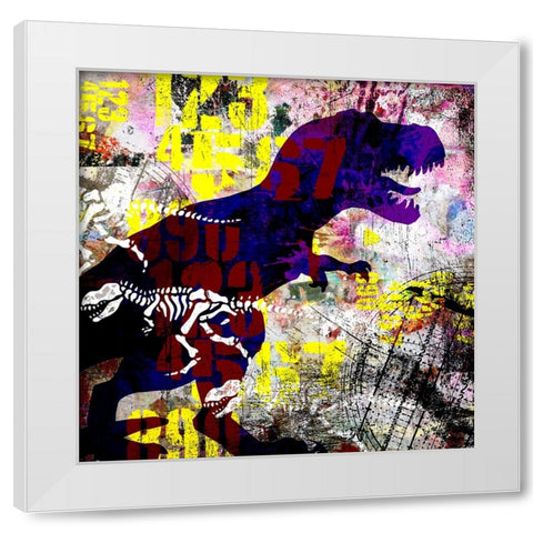 Painted Dino 02 Grunge White Modern Wood Framed Art Print by LightBoxJournal