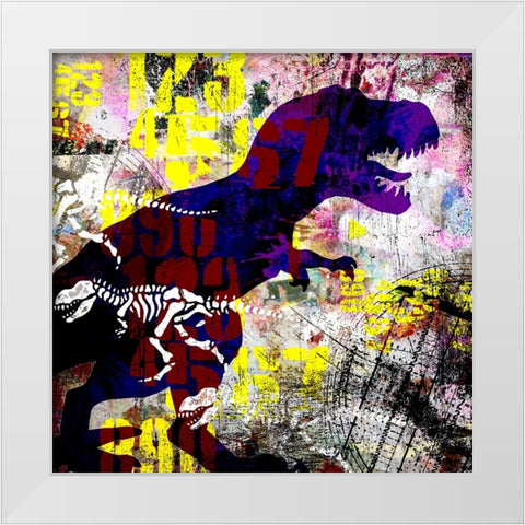Painted Dino 02 Grunge White Modern Wood Framed Art Print by LightBoxJournal