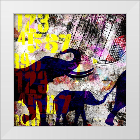 Painted Elephant 1_Grunge White Modern Wood Framed Art Print by LightBoxJournal