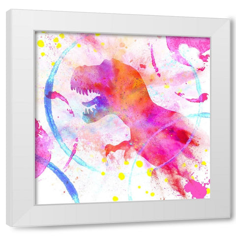 Painted Pink dino White Modern Wood Framed Art Print by LightBoxJournal