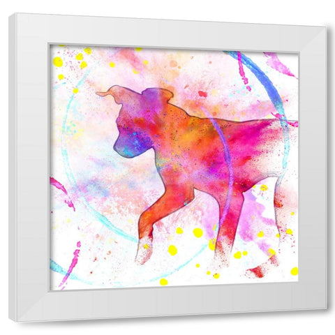 Painted Pink Dog White Modern Wood Framed Art Print by LightBoxJournal