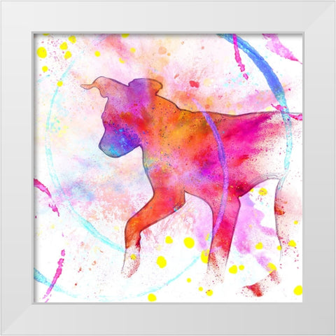 Painted Pink Dog White Modern Wood Framed Art Print by LightBoxJournal