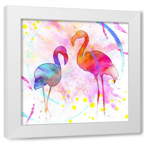 Painted Pink Flamingo White Modern Wood Framed Art Print by LightBoxJournal