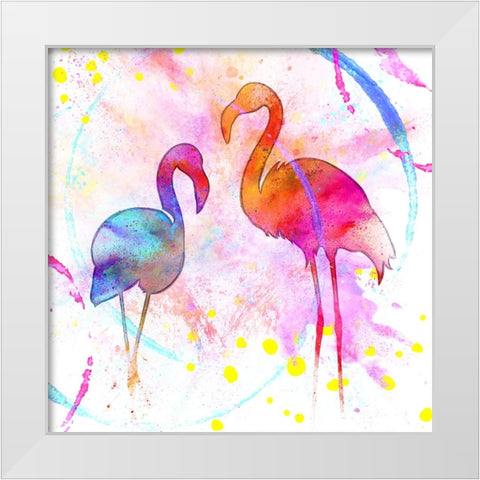 Painted Pink Flamingo White Modern Wood Framed Art Print by LightBoxJournal