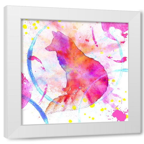 Painted Pink fox White Modern Wood Framed Art Print by LightBoxJournal
