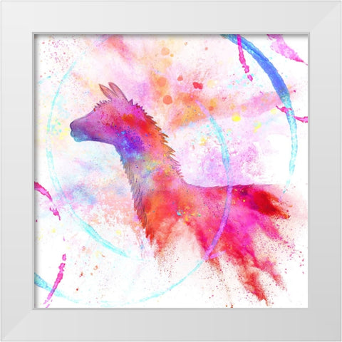Painted Pink Llama White Modern Wood Framed Art Print by LightBoxJournal
