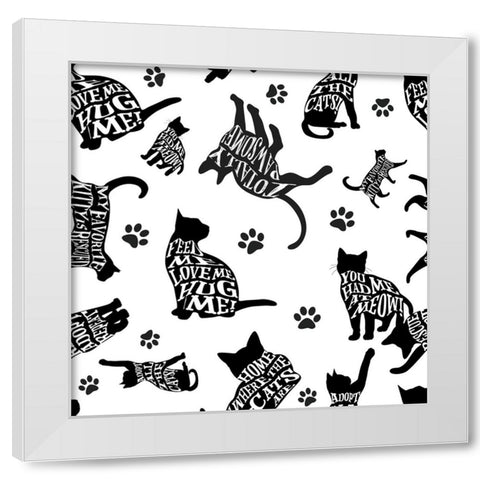 RescueCat Pattern 03 White Modern Wood Framed Art Print by LightBoxJournal