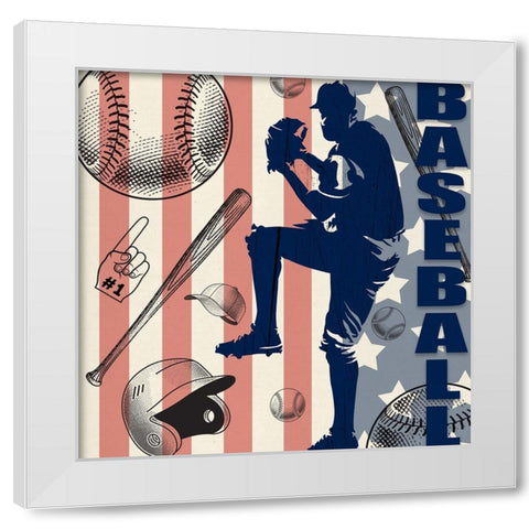 Vintage Baseball Sign 04 White Modern Wood Framed Art Print by LightBoxJournal