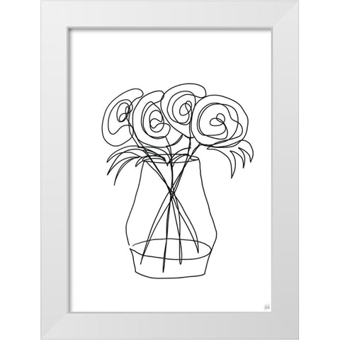 Floral Bunch 1 White Modern Wood Framed Art Print by Line and Brush