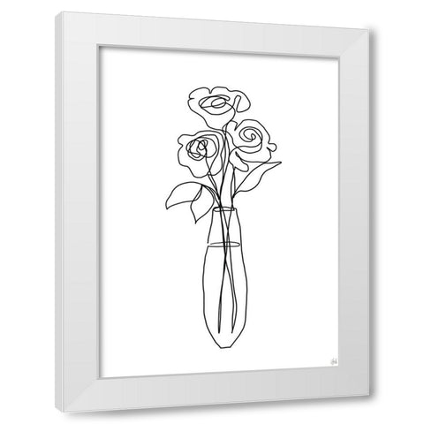 Floral Bunch 3 White Modern Wood Framed Art Print by Line and Brush