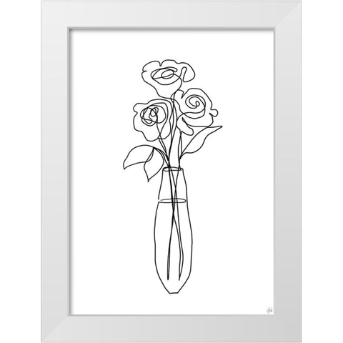 Floral Bunch 3 White Modern Wood Framed Art Print by Line and Brush