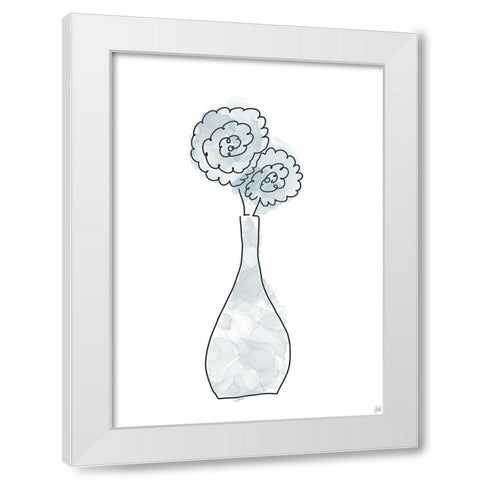 Floral Glass Bunch 1 White Modern Wood Framed Art Print by Line and Brush