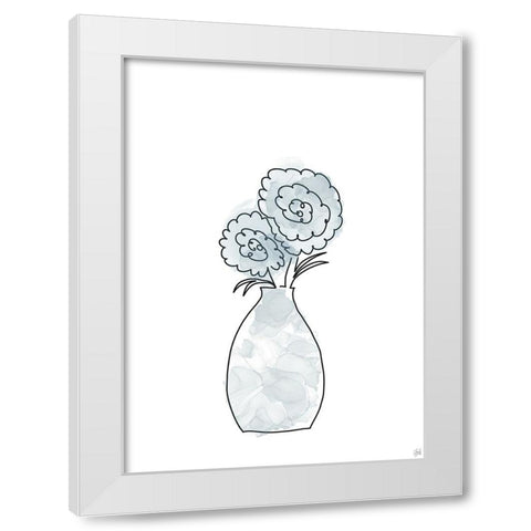 Floral Glass Bunch 2 White Modern Wood Framed Art Print by Line and Brush
