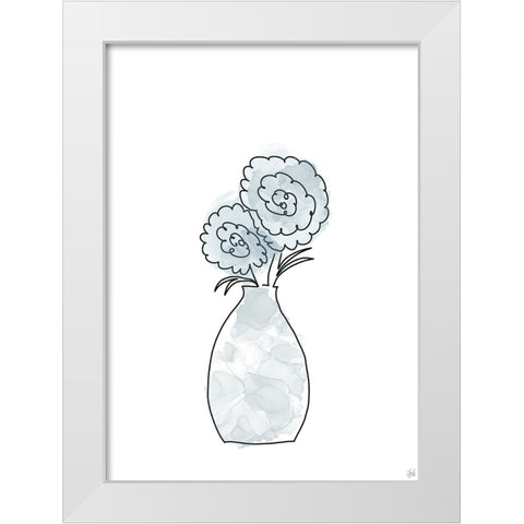 Floral Glass Bunch 2 White Modern Wood Framed Art Print by Line and Brush