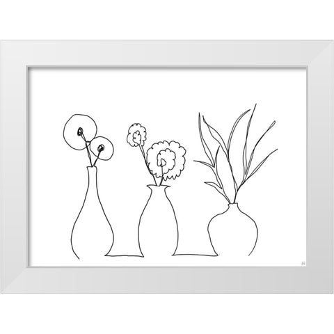 Floral Set Still Life 4 White Modern Wood Framed Art Print by Line and Brush