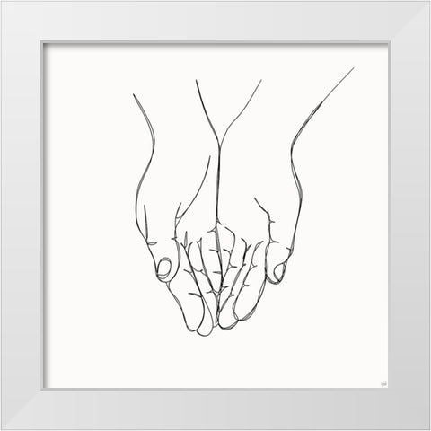 Holding Hands 3 White Modern Wood Framed Art Print by Line and Brush