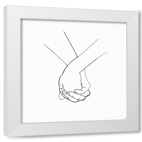 Holding Hands 5 White Modern Wood Framed Art Print by Line and Brush