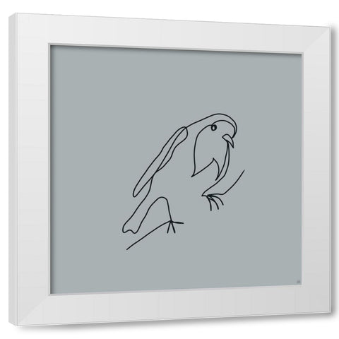 Line Bird 2 White Modern Wood Framed Art Print by Line and Brush