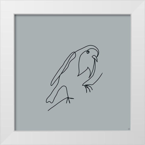 Line Bird 2 White Modern Wood Framed Art Print by Line and Brush