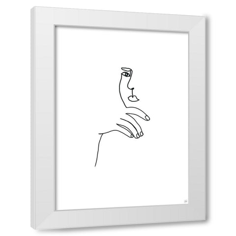 Line Female Look 2 White Modern Wood Framed Art Print by Line and Brush