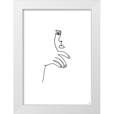 Line Female Look 2 White Modern Wood Framed Art Print by Line and Brush