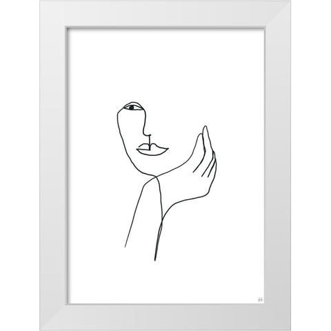Line Female Look 3 White Modern Wood Framed Art Print by Line and Brush