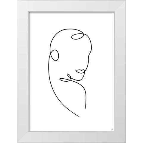 Line Lady 10 White Modern Wood Framed Art Print by Line and Brush