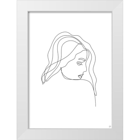 Line Lady Portrait 3 White Modern Wood Framed Art Print by Line and Brush