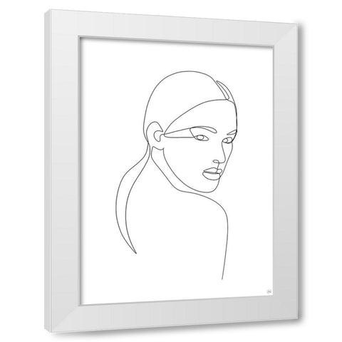Line Lady Portrait 2 White Modern Wood Framed Art Print by Line and Brush