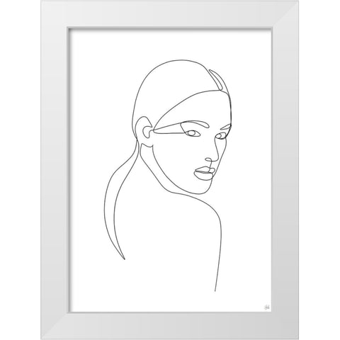 Line Lady Portrait 2 White Modern Wood Framed Art Print by Line and Brush