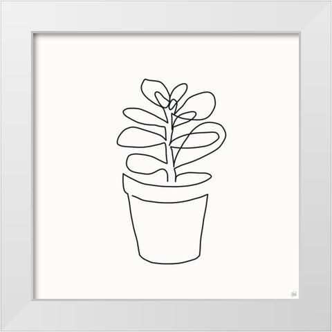 Line Succulent 1 White Modern Wood Framed Art Print by Line and Brush