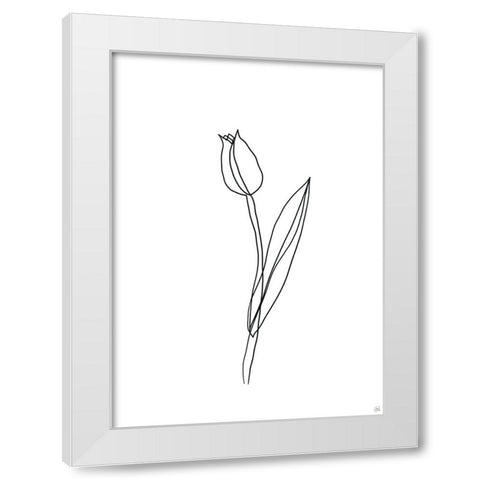 Line Tulips 2 White Modern Wood Framed Art Print by Line and Brush