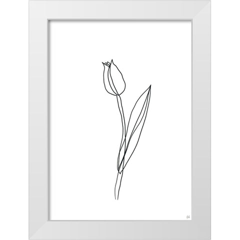 Line Tulips 2 White Modern Wood Framed Art Print by Line and Brush