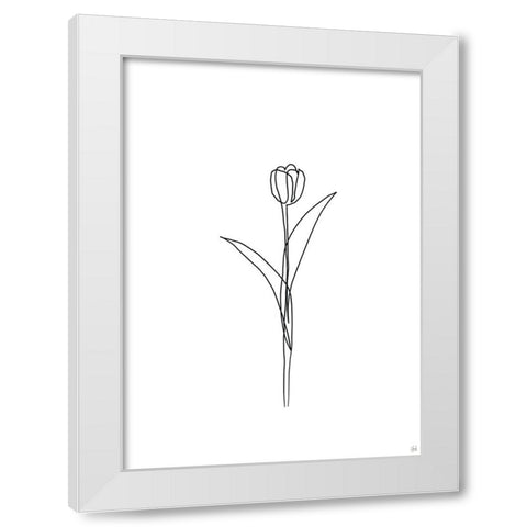 Line Tulips 3 White Modern Wood Framed Art Print by Line and Brush