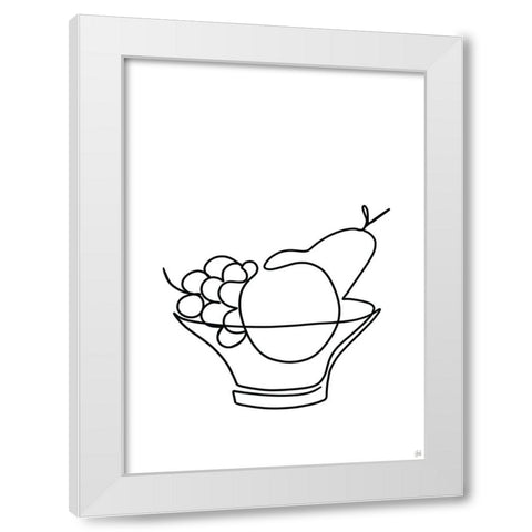 Still Life Fruit Bowl White Modern Wood Framed Art Print by Line and Brush