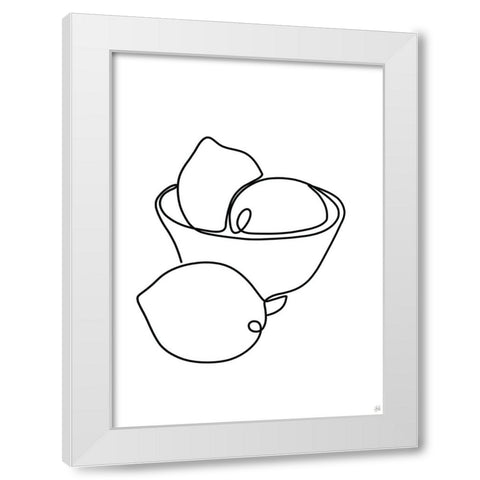 Still Life Lemons White Modern Wood Framed Art Print by Line and Brush