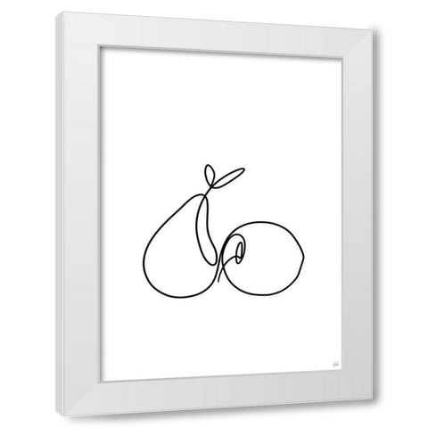 Still Life Pear and Apple White Modern Wood Framed Art Print by Line and Brush