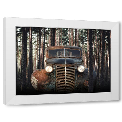 Rusted Chevrolet White Modern Wood Framed Art Print by Hutchison, Lori