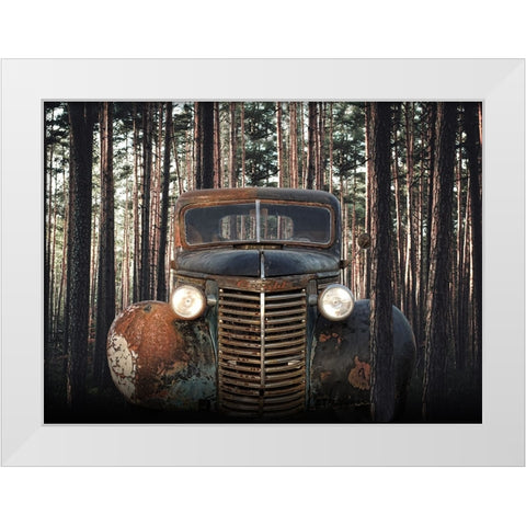 Rusted Chevrolet  White Modern Wood Framed Art Print by Hutchison, Lori