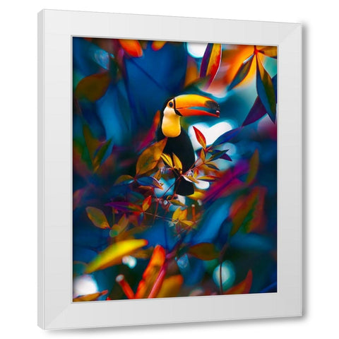Toucan Tropics White Modern Wood Framed Art Print by Love Grams