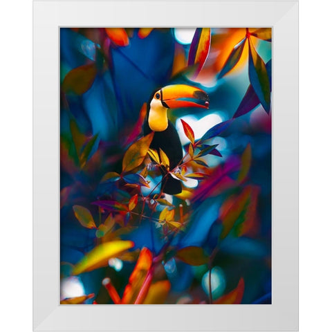 Toucan Tropics White Modern Wood Framed Art Print by Love Grams
