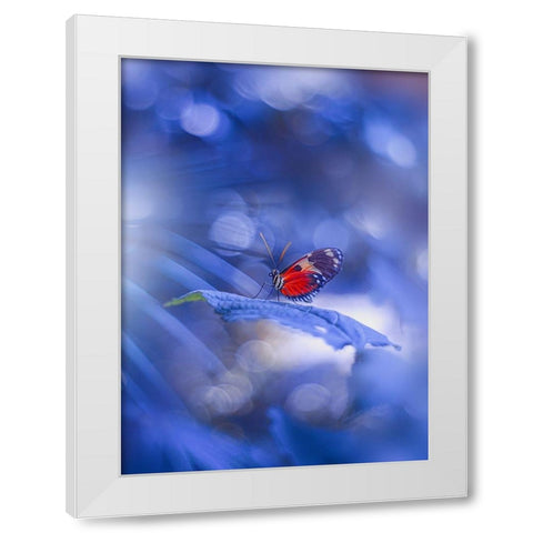 Blue Light White Modern Wood Framed Art Print by Love Grams