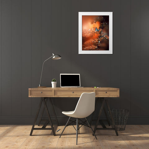 Orange Glow White Modern Wood Framed Art Print by Love Grams